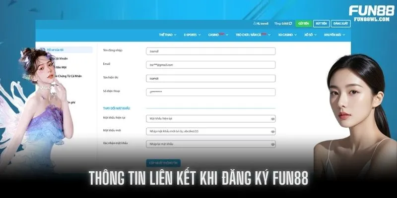 Bổ sung thông tin khi tạo tài khoản tại FUN88