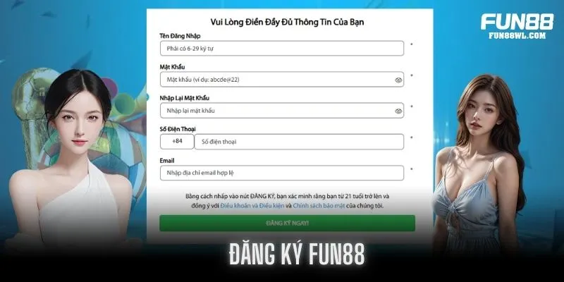 Thành viên thực hiện các bước Đăng ký FUN88